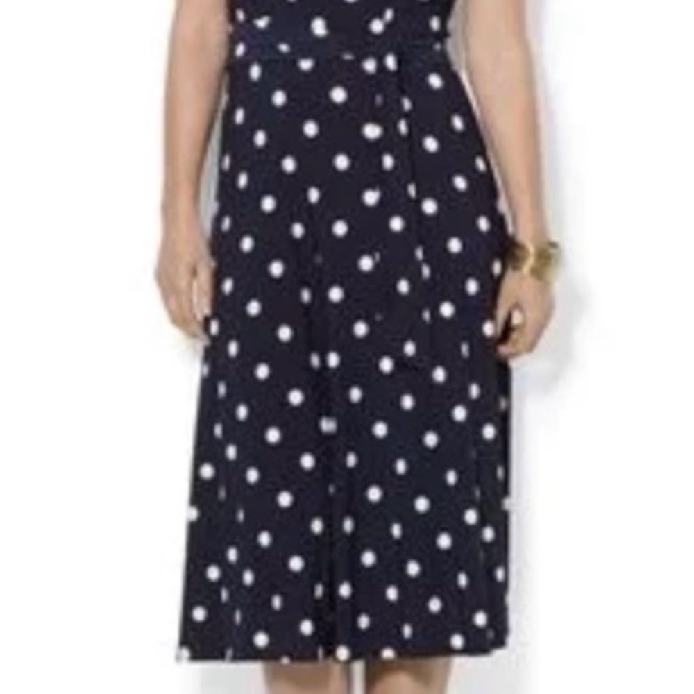 Lauren Ralph Lauren Navy Midi Dress with White Polka Dots